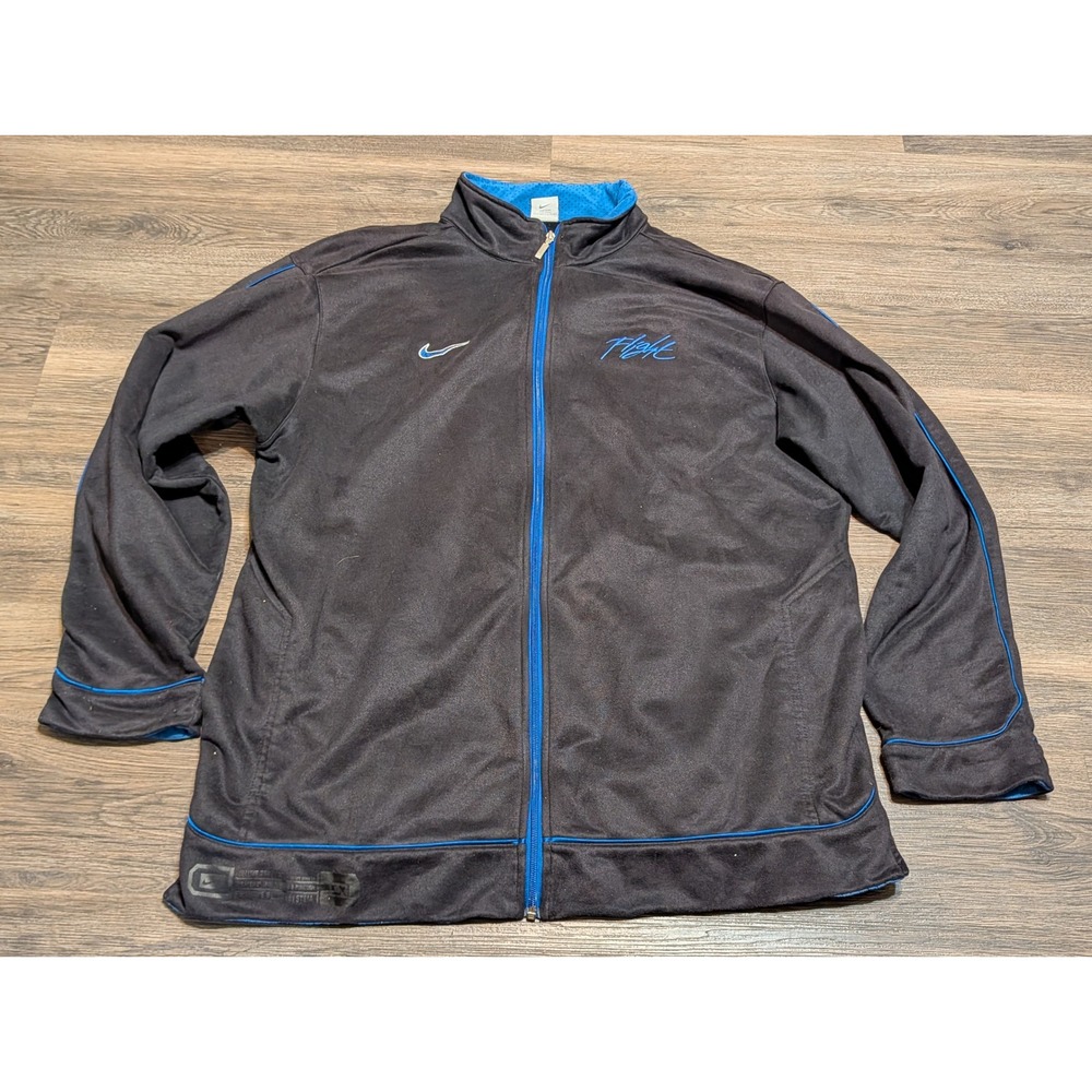 Nike Flight Men Track Jacket XL Black Blue Full Zip Embroidered Swoosh Vintage
